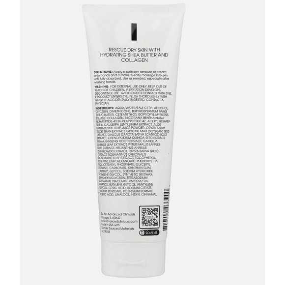 Advanced Clinicals Collagen Hand Cream for Severely Dry Chapped Hands  8 fl oz - Picture 3 of 3